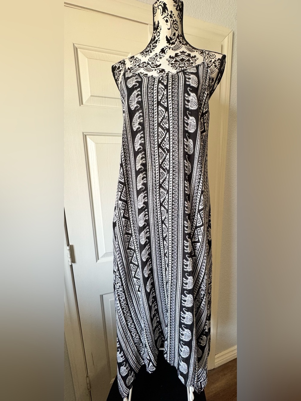 Black and White Elephant handkerchief Dress